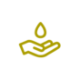 展示一只手托着水滴的黄色图标